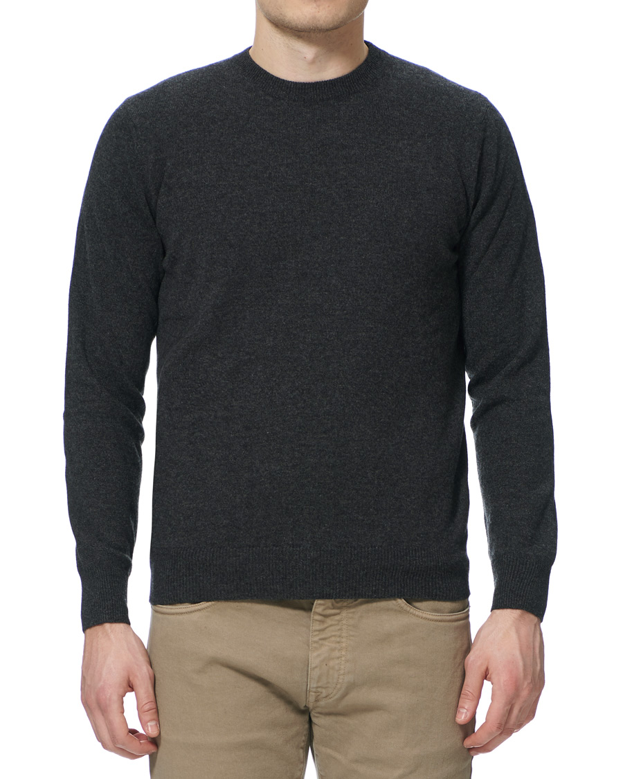 Herre | Trøjer | Piacenza Cashmere | Cashmere Crew Neck Sweater Charcoal