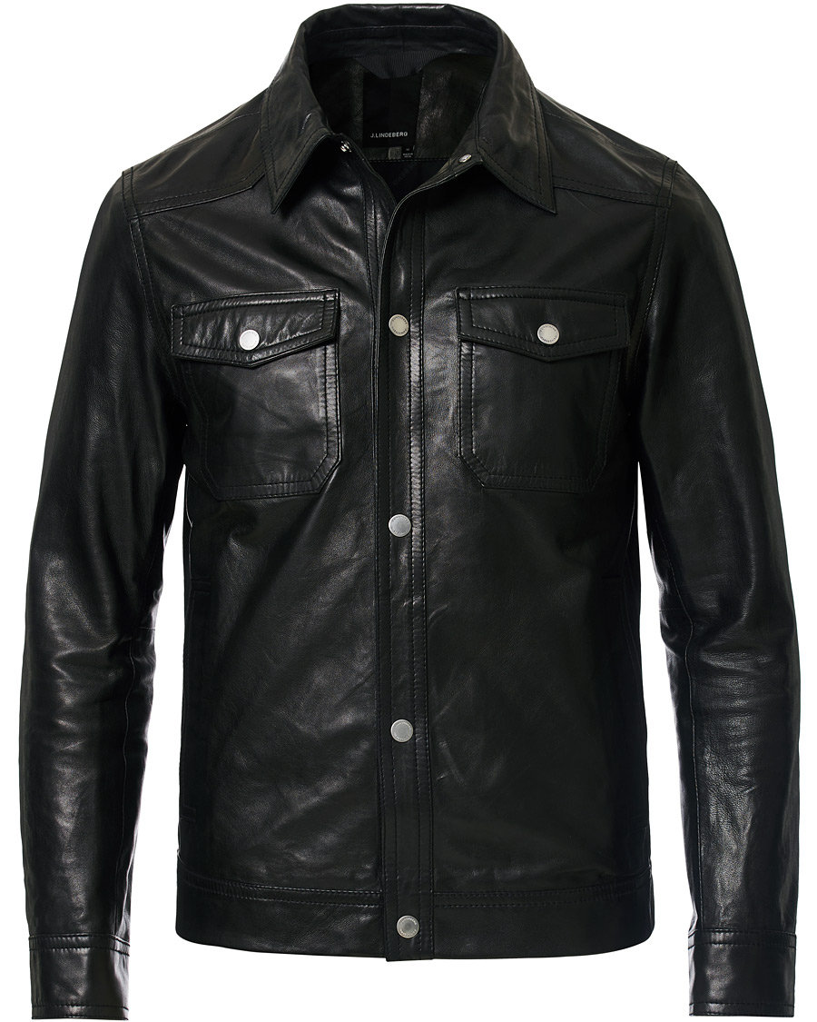J.Lindeberg Leather Jacket Black - CareOfCarl.dk
