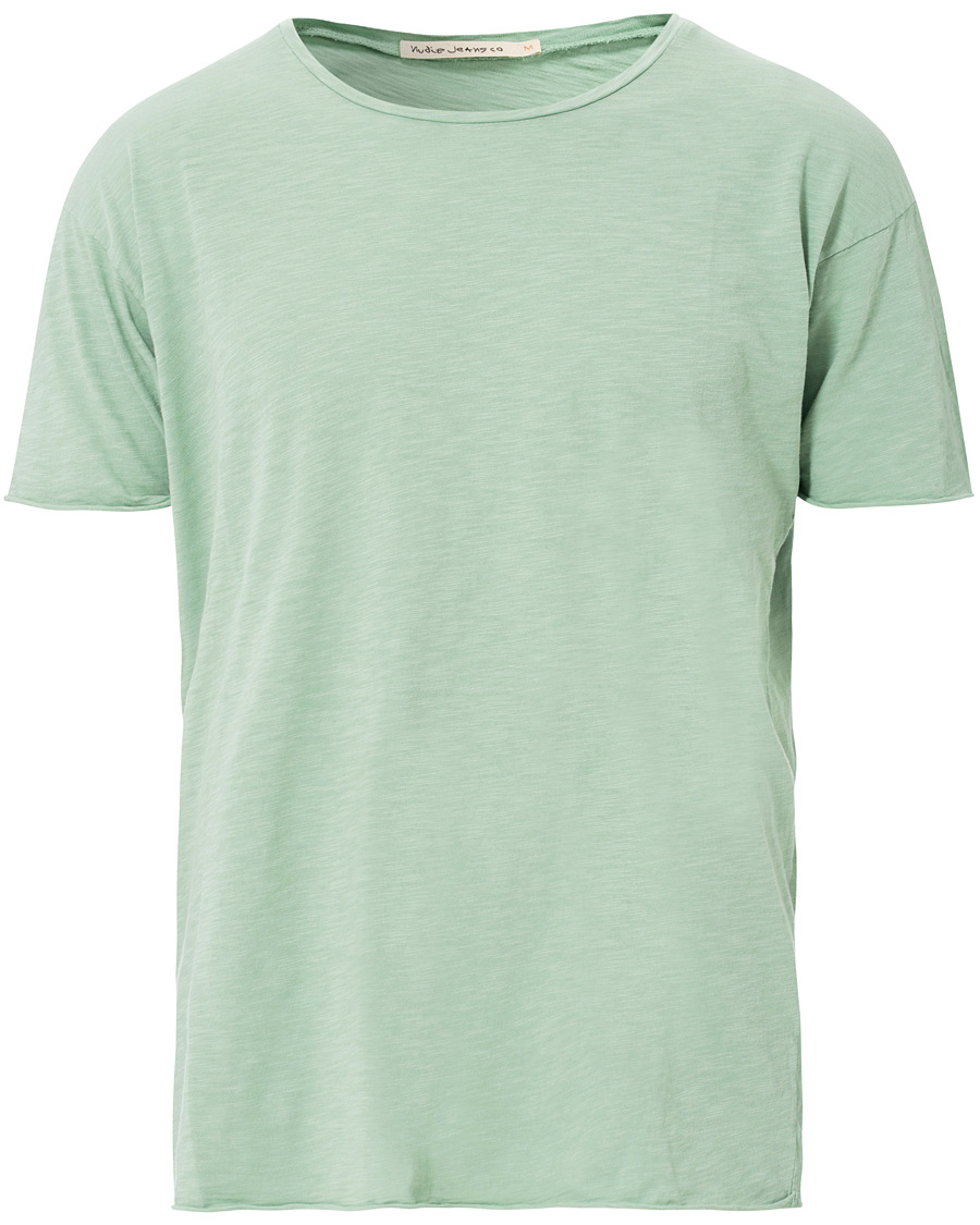 Herre | T-Shirts | Nudie Jeans | Roger Slub Crew Neck Tee Pale Green