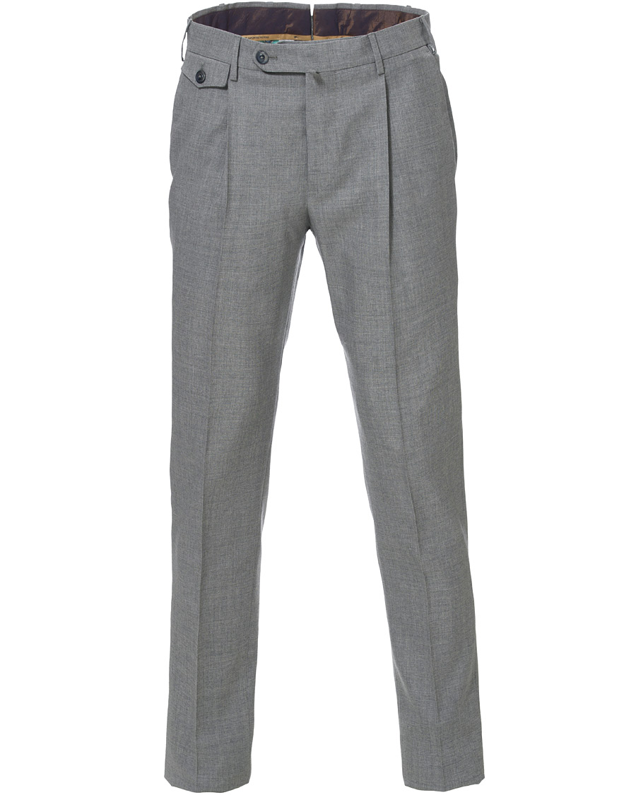 Herre | Bukser | PT01 | Gentleman Fit Pleated Wool Trousers Light Grey