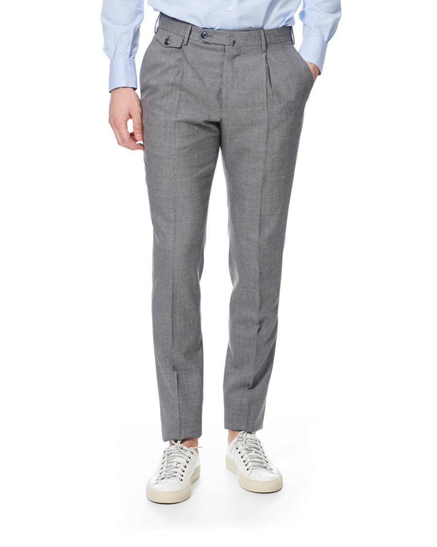 Herre | Bukser | PT01 | Gentleman Fit Pleated Wool Trousers Light Grey