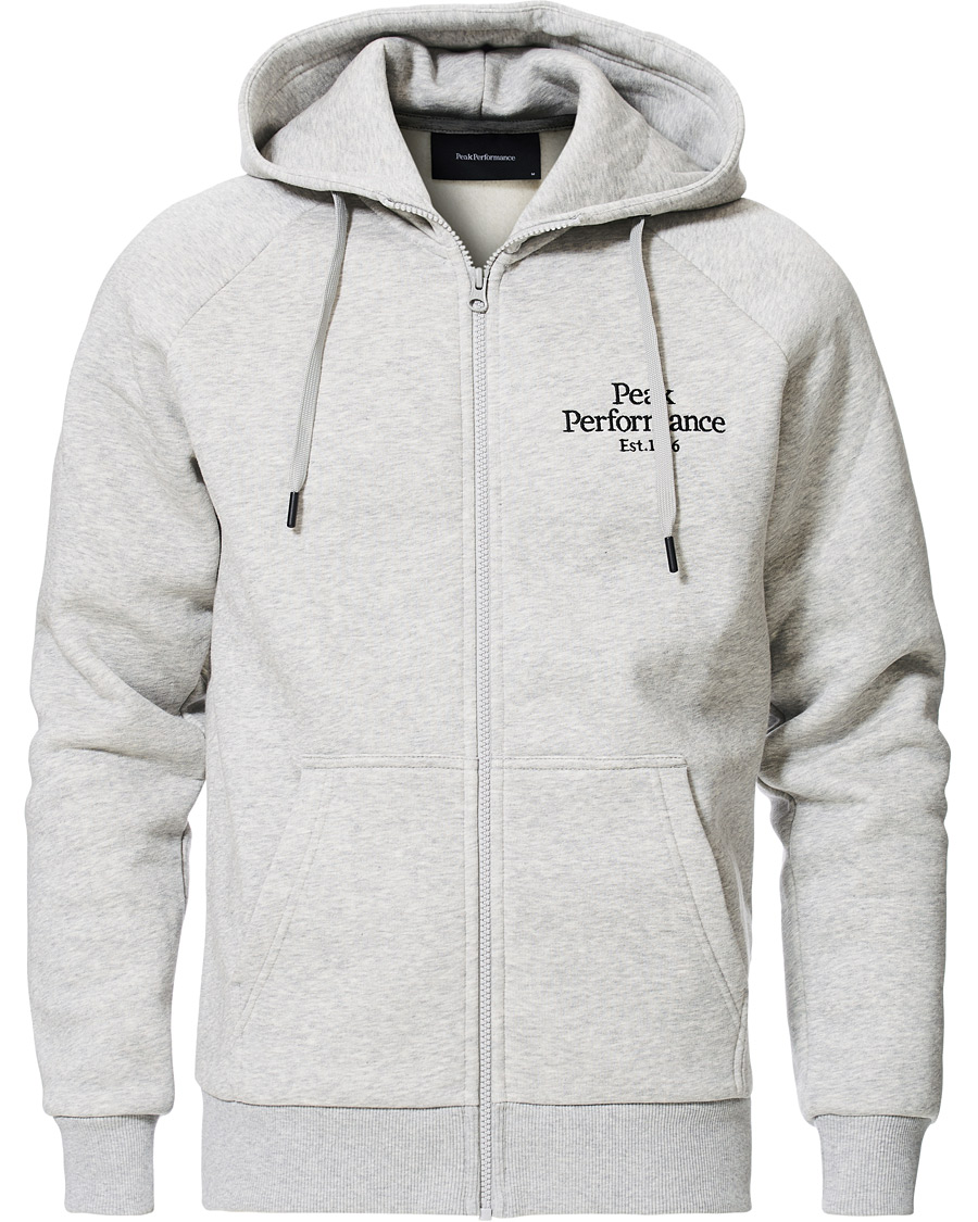 omhyggeligt positur Eksempel Peak Performance Original Logo Full Zip Hoodie Medium Grey Heather - CareOf