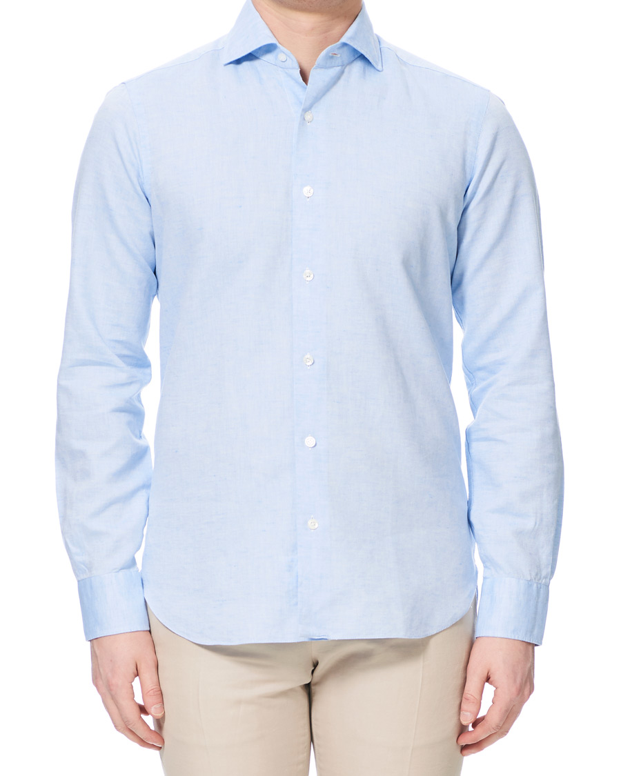 Herre | Skjorter | Barba Napoli | Dandylife Slim Fit Cotton/Linen Shirt Blue