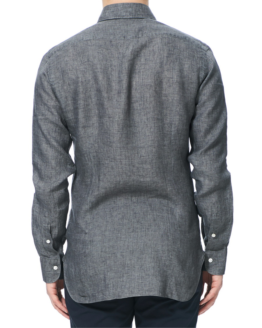 Herre | Skjorter | Barba Napoli | Culto Slim Fit Linen Shirt Dark Grey
