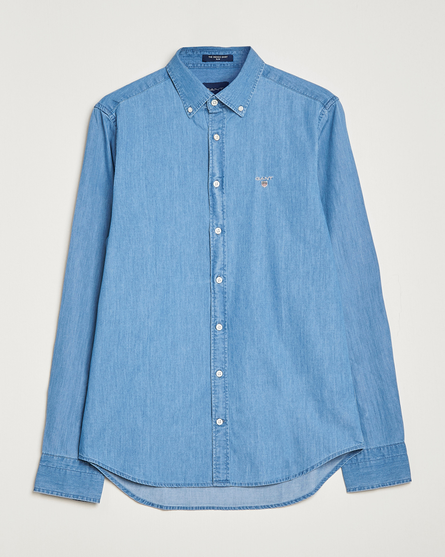 Herre | Skjorter | GANT | Slim Fit Indigo Shirt Semi Light Blue