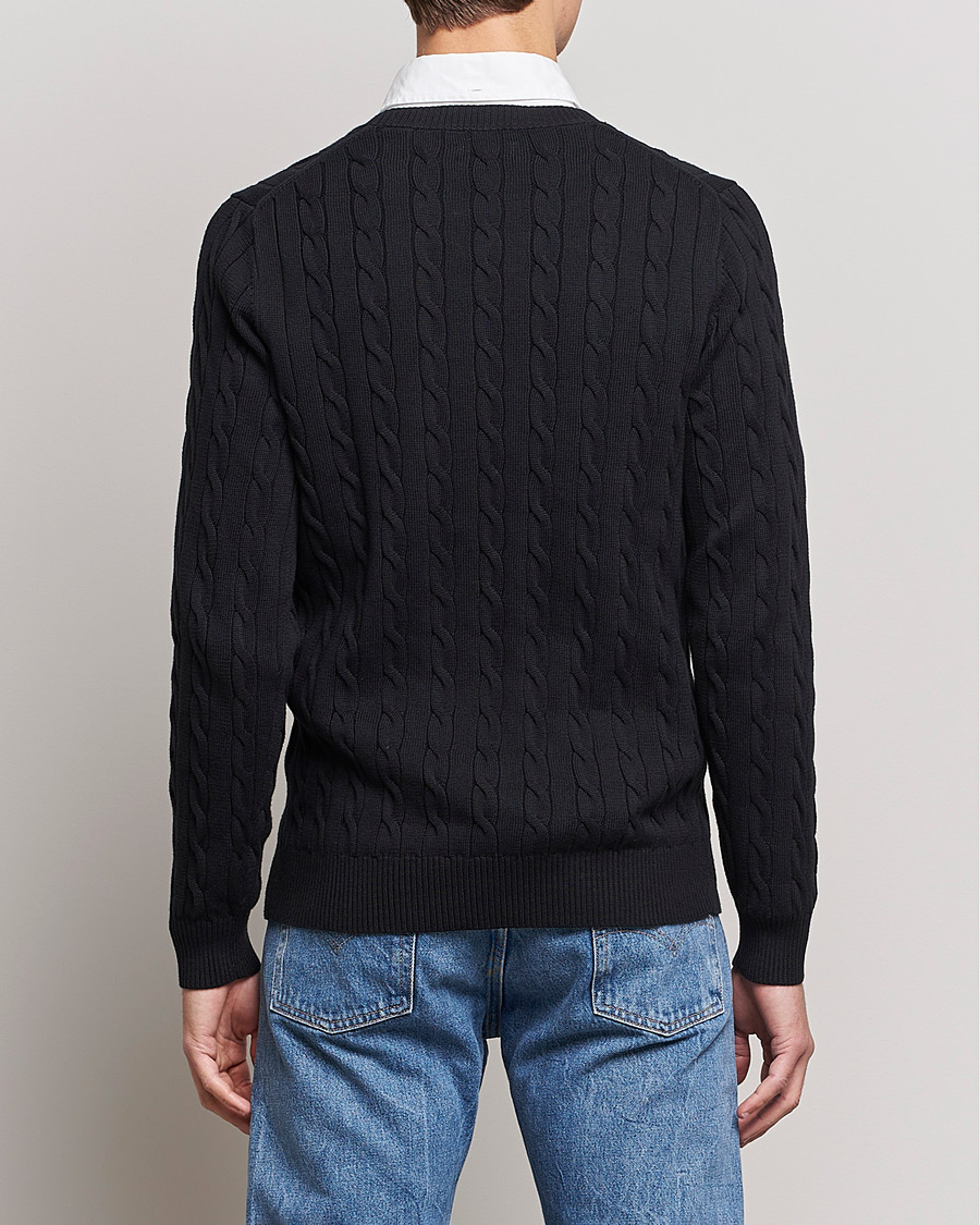 Herre | Trøjer | GANT | Cotton Cable Crew Neck Pullover Black