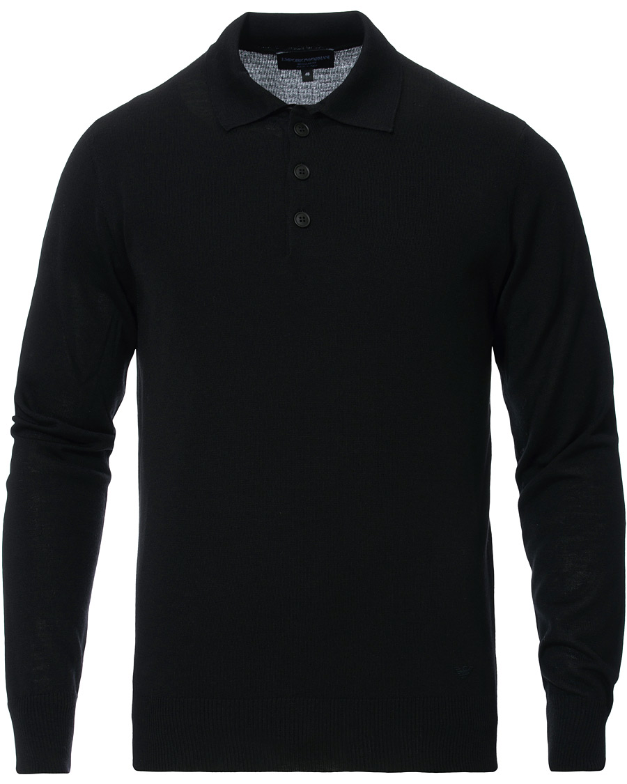 Herre | Trøjer | Emporio Armani | Knitted Long Sleeve Polo Black