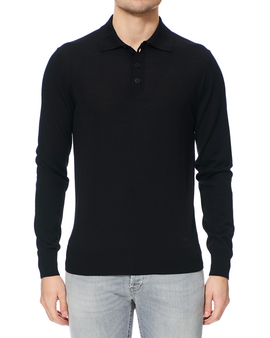 Herre | Trøjer | Emporio Armani | Knitted Long Sleeve Polo Black