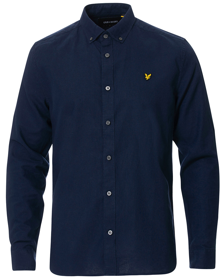 Herre | Skjorter | Lyle & Scott | Linen/Cotton Shirt Navy