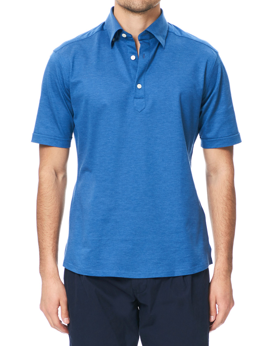 Herre | Polotrøjer | Eton | Slim Fit Short Sleeve Pique Shirt Blue