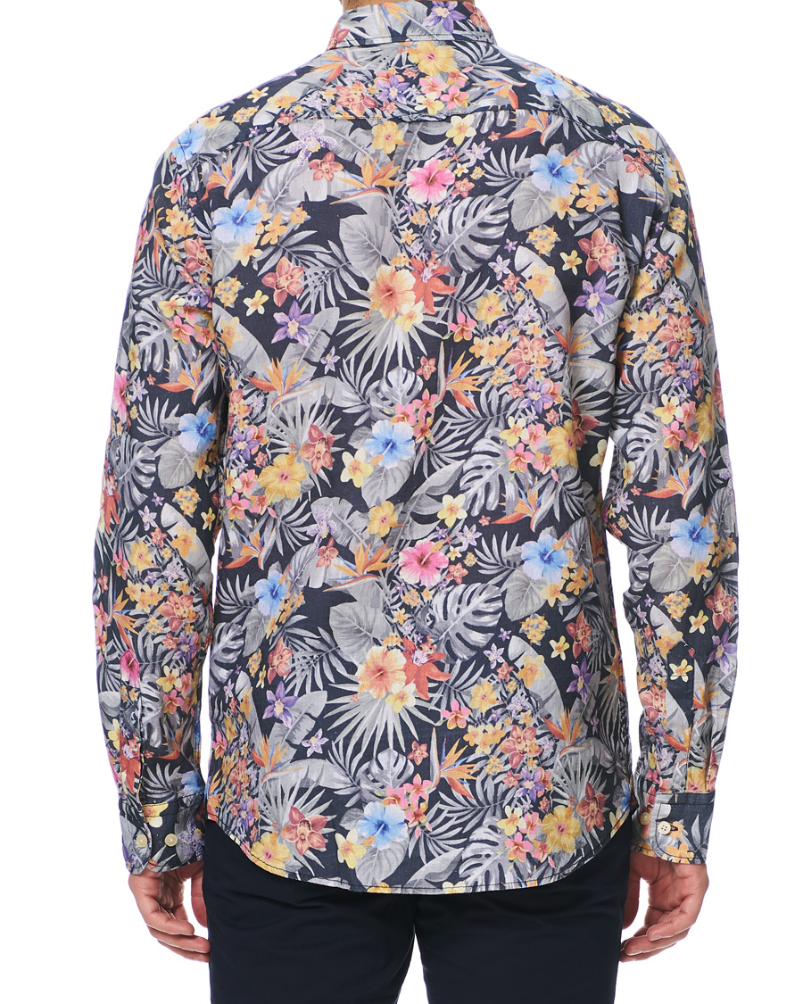Herre | Skjorter | Morris | Harvey Printed Flower Button Down Shirt Navy