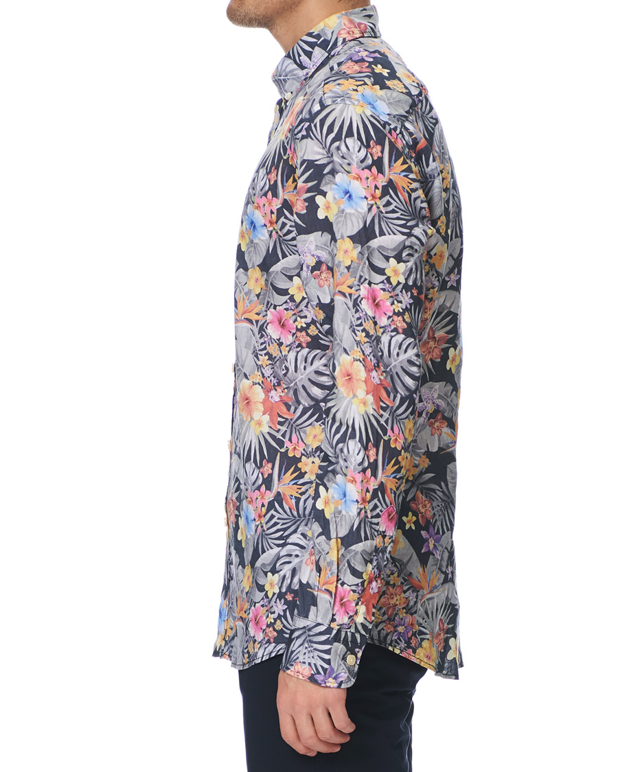 Herre | Skjorter | Morris | Harvey Printed Flower Button Down Shirt Navy
