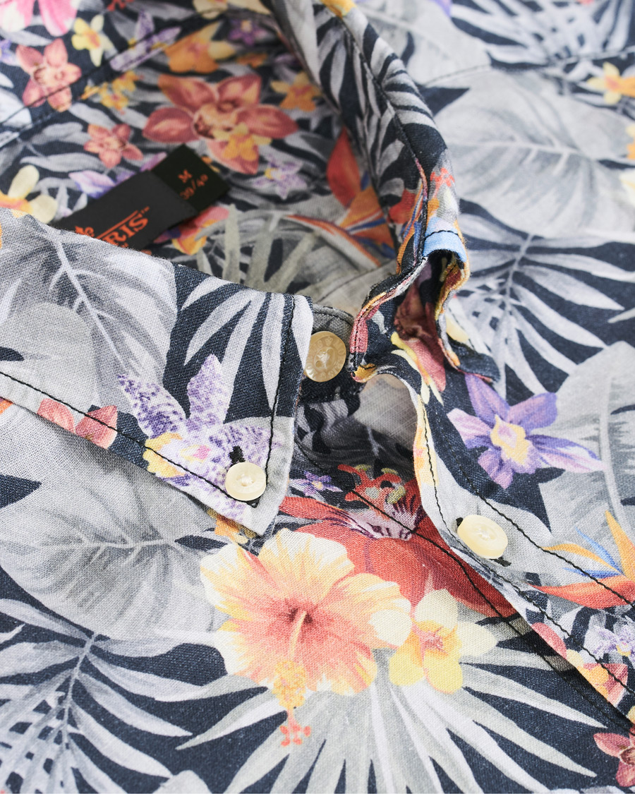 Herre | Skjorter | Morris | Harvey Printed Flower Button Down Shirt Navy