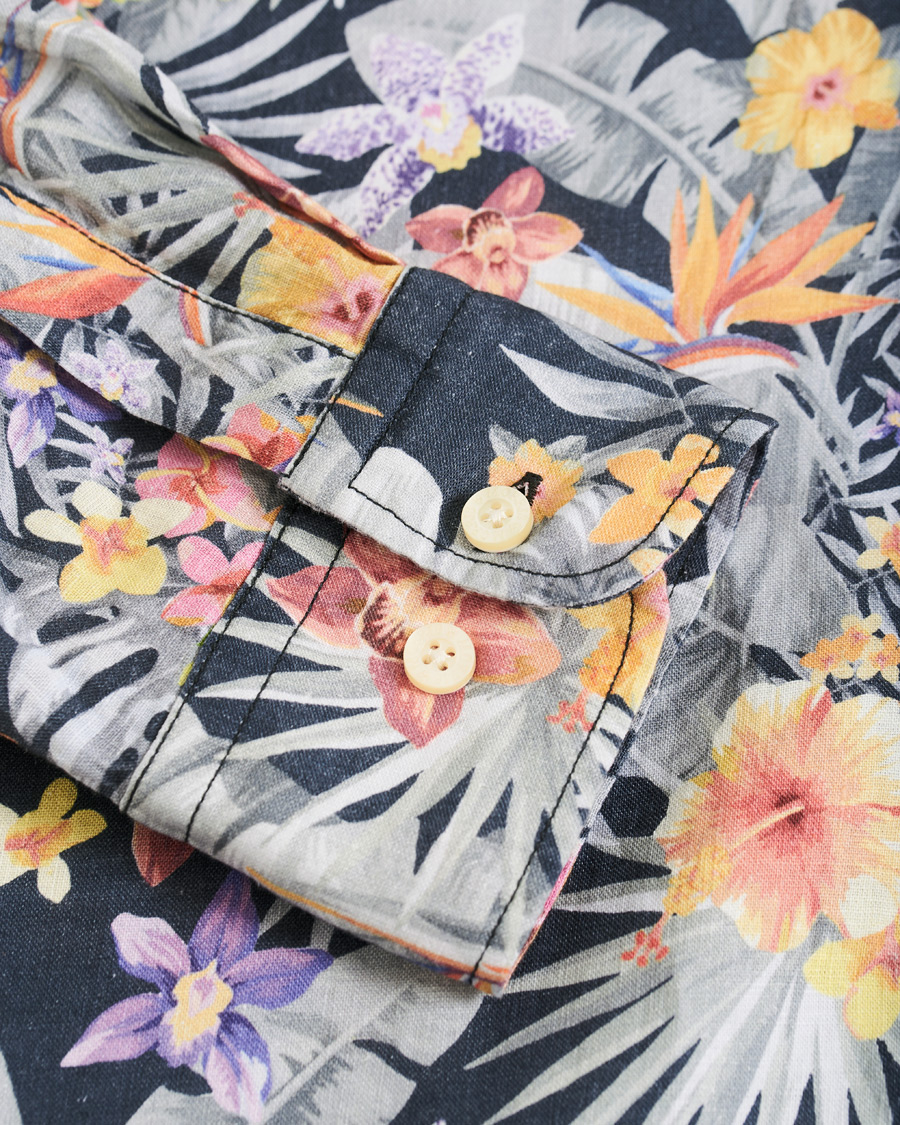 Herre | Skjorter | Morris | Harvey Printed Flower Button Down Shirt Navy