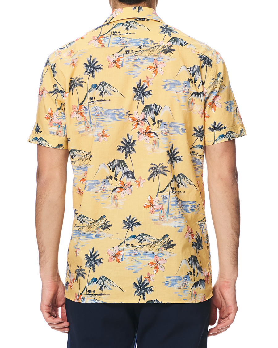 Herre | Skjorter | Morris | David Bowling Printed Short Sleeve Shirt Yellow