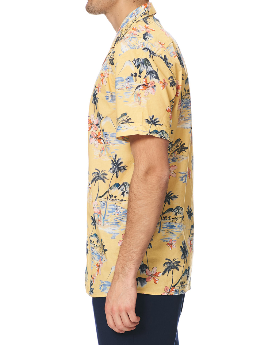 Herre | Skjorter | Morris | David Bowling Printed Short Sleeve Shirt Yellow