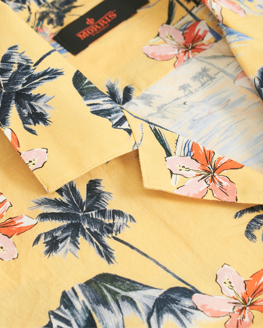 Herre | Skjorter | Morris | David Bowling Printed Short Sleeve Shirt Yellow