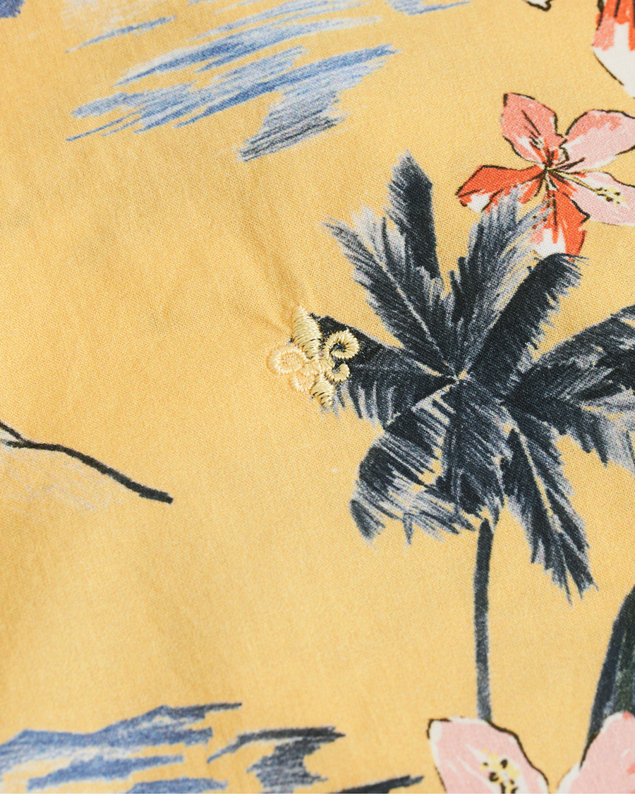 Herre | Skjorter | Morris | David Bowling Printed Short Sleeve Shirt Yellow