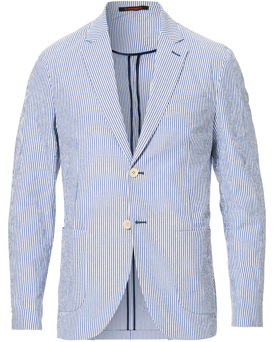 Herre | Blazere & jakker | Morris | Resort Striped Seersucker Balzer Blue/White