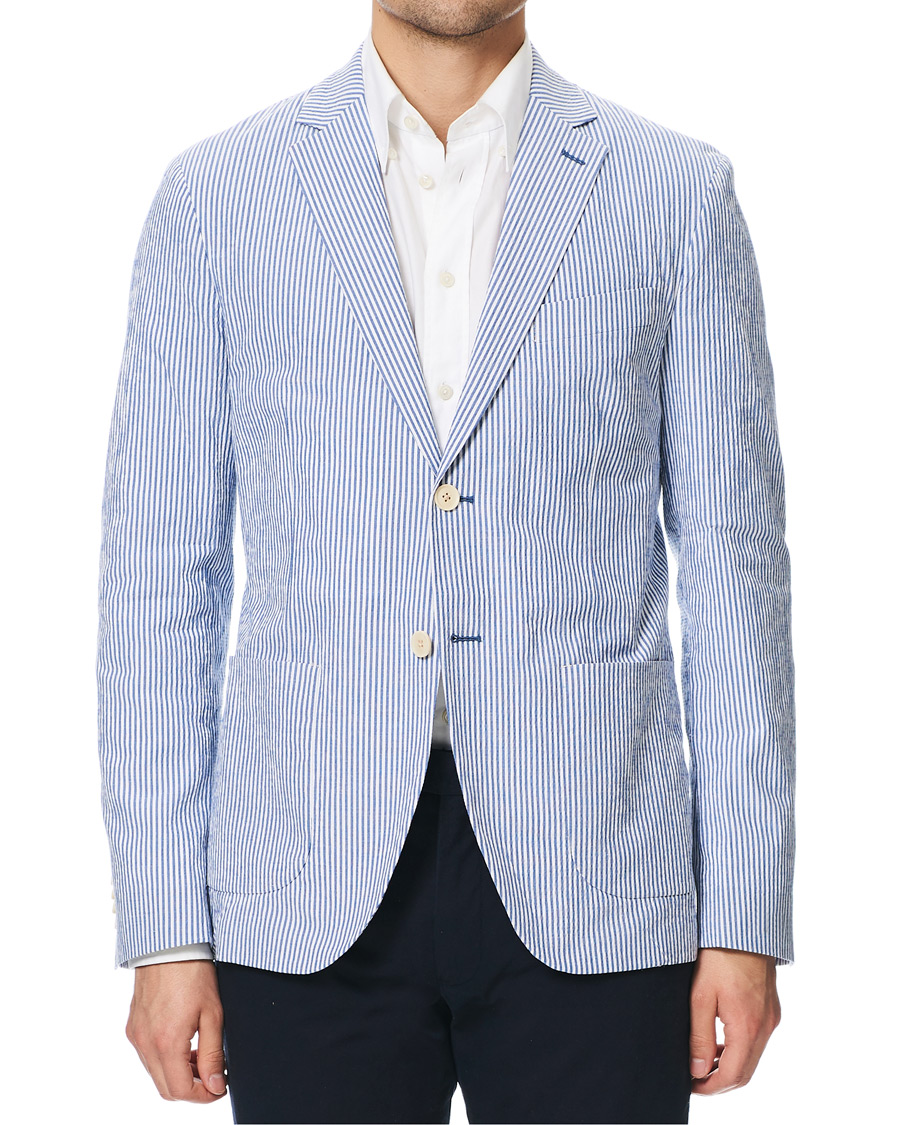 Herre | Blazere & jakker | Morris | Resort Striped Seersucker Balzer Blue/White