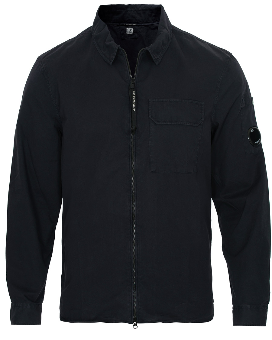 Herre | Skjorter | C.P. Company | Garment Dyed Gabardine Zip Shirt Jacket Eclipse