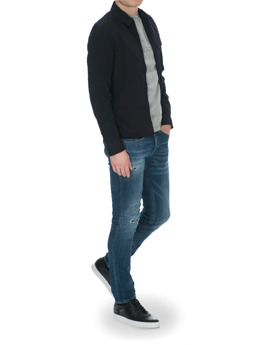Herre | Skjorter | C.P. Company | Garment Dyed Gabardine Zip Shirt Jacket Eclipse
