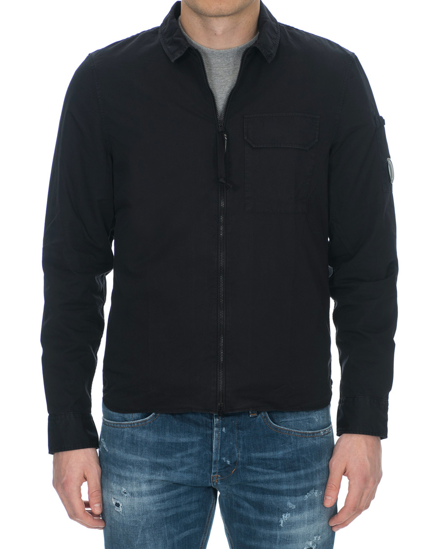 Herre | Skjorter | C.P. Company | Garment Dyed Gabardine Zip Shirt Jacket Eclipse