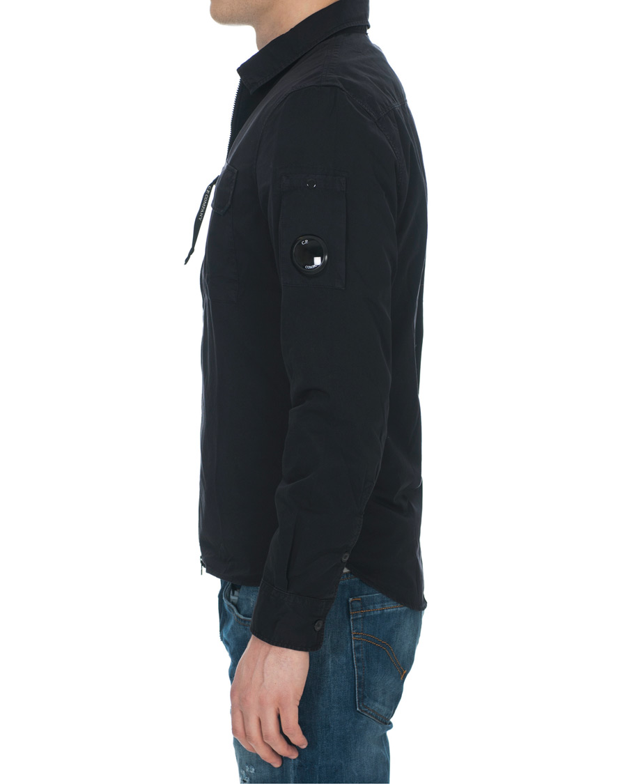 Herre | Skjorter | C.P. Company | Garment Dyed Gabardine Zip Shirt Jacket Eclipse