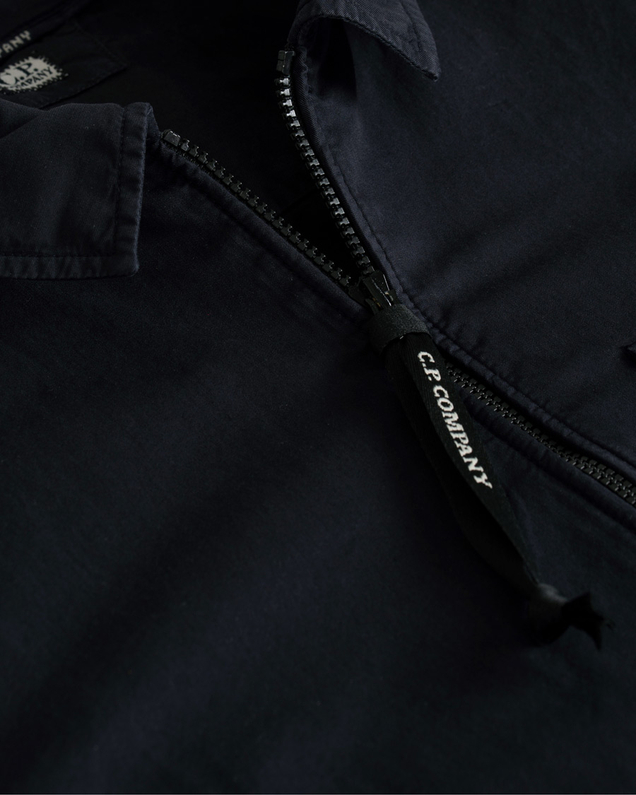 Herre | Skjorter | C.P. Company | Garment Dyed Gabardine Zip Shirt Jacket Eclipse