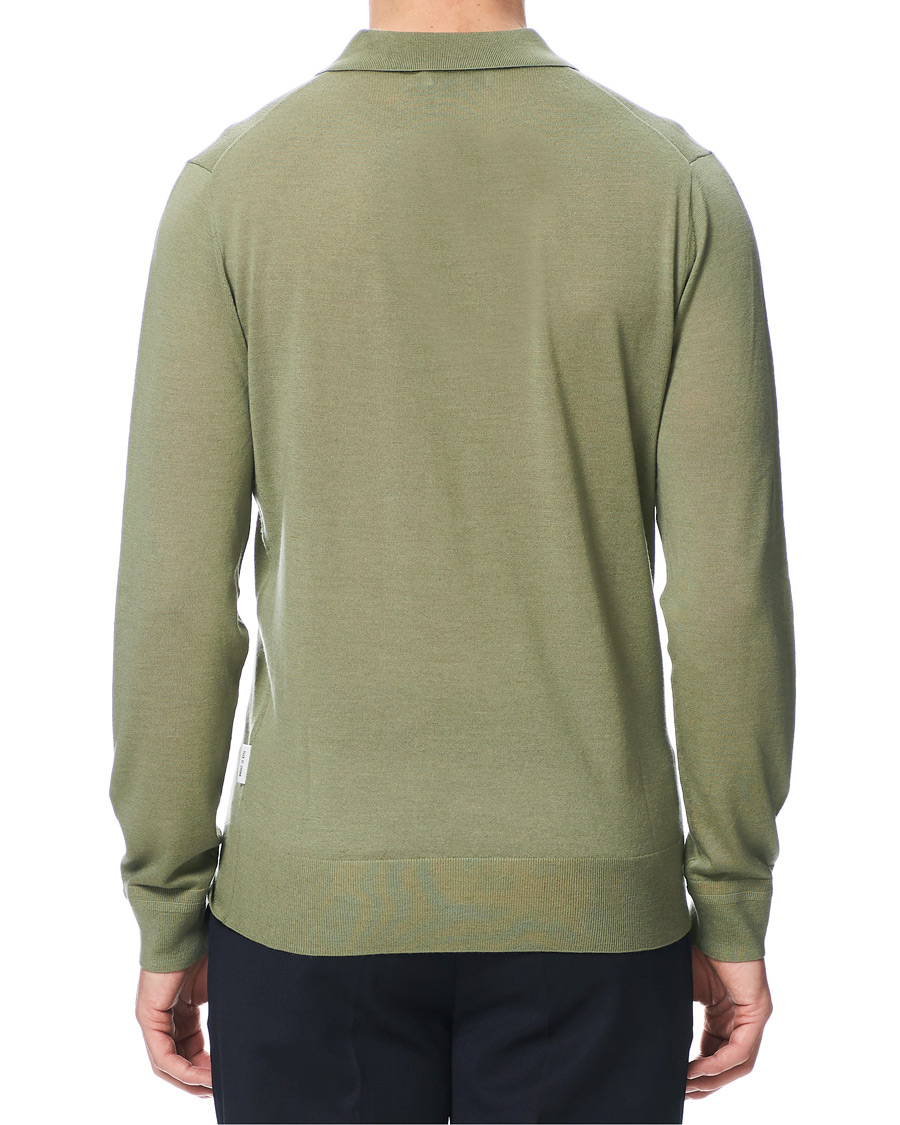 Herre | Trøjer | Tiger of Sweden | Newton Knitted Long Sleeve Polo Caraway Green