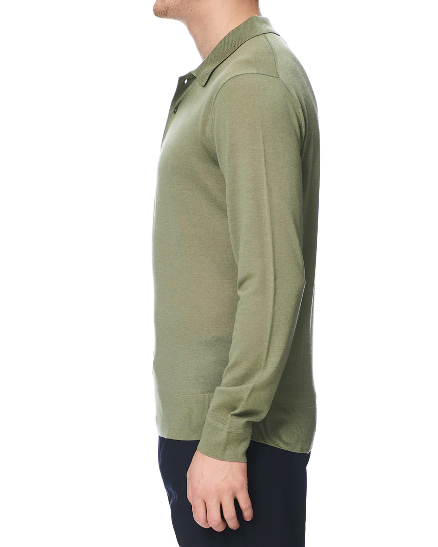 Herre | Trøjer | Tiger of Sweden | Newton Knitted Long Sleeve Polo Caraway Green