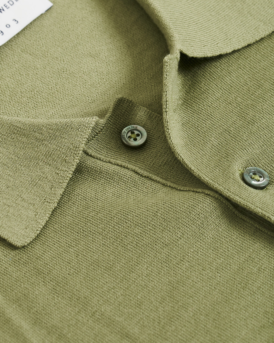 Herre | Trøjer | Tiger of Sweden | Newton Knitted Long Sleeve Polo Caraway Green