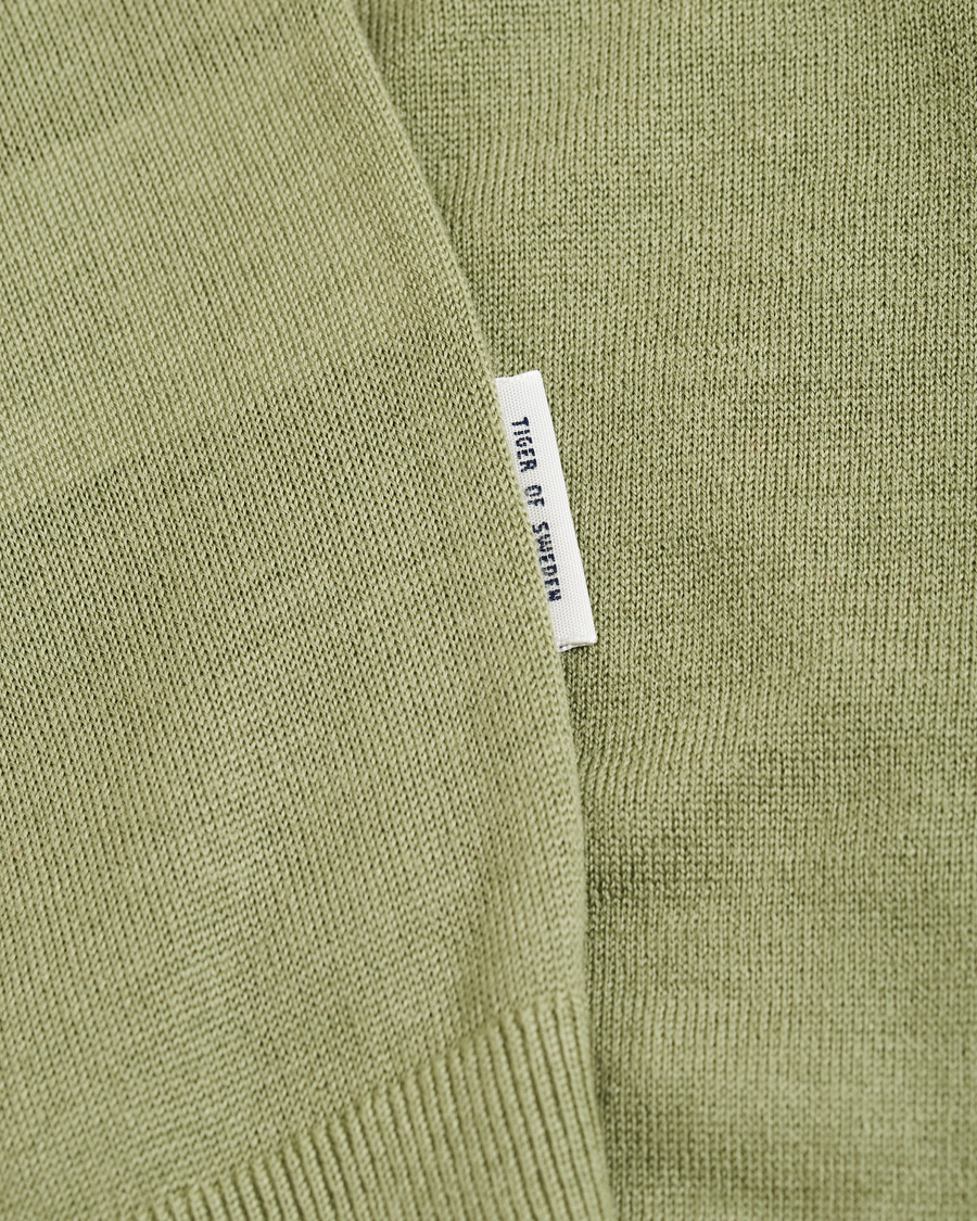 Herre | Trøjer | Tiger of Sweden | Newton Knitted Long Sleeve Polo Caraway Green