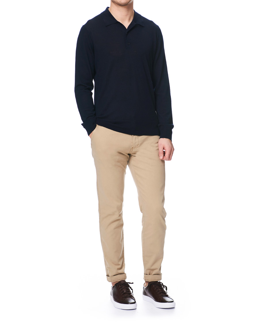 Herre | Trøjer | Tiger of Sweden | Newton Knitted Long Sleeve Polo Navy