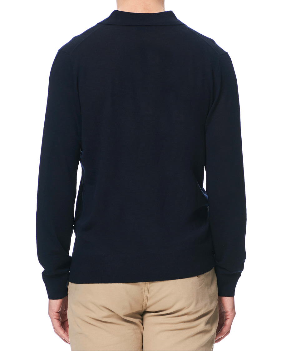 Herre | Trøjer | Tiger of Sweden | Newton Knitted Long Sleeve Polo Navy