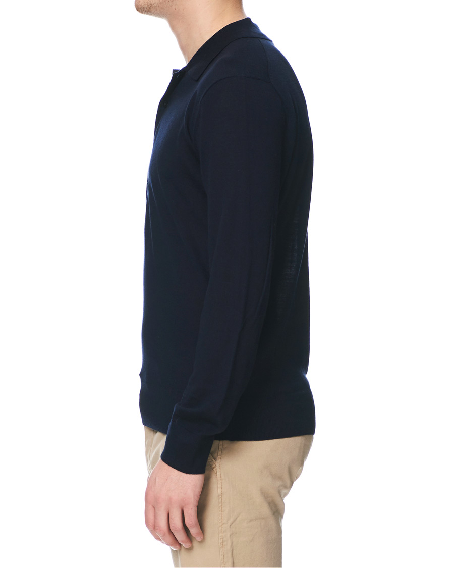 Herre | Trøjer | Tiger of Sweden | Newton Knitted Long Sleeve Polo Navy