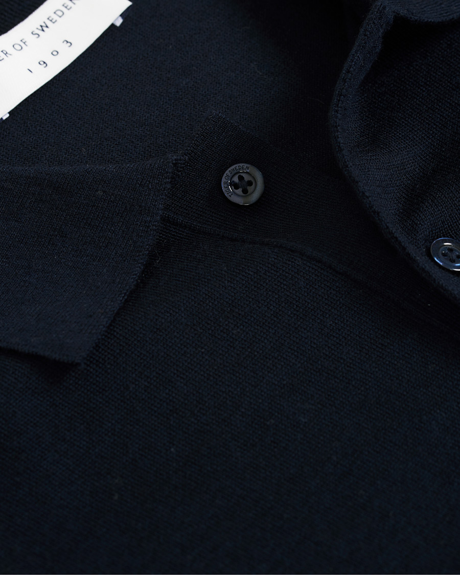 Herre | Trøjer | Tiger of Sweden | Newton Knitted Long Sleeve Polo Navy