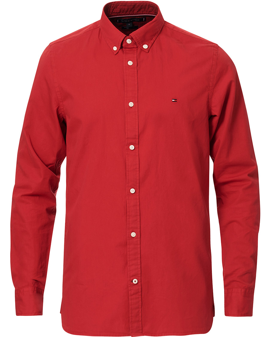 Herre | Skjorter | Tommy Hilfiger | Slim Fit Garment Dyed Twill Shirt Primary Red