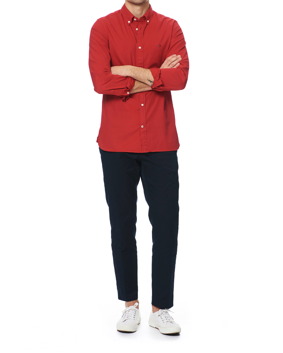 Herre | Skjorter | Tommy Hilfiger | Slim Fit Garment Dyed Twill Shirt Primary Red