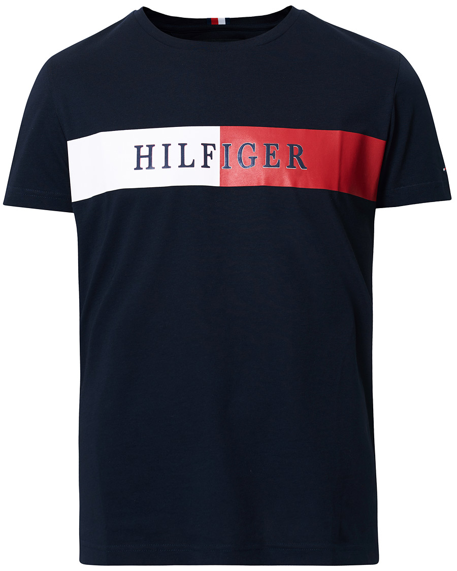 Herre | T-Shirts | Tommy Hilfiger | Organic Cotton Stripe Crew Neck Tee Desert Sky