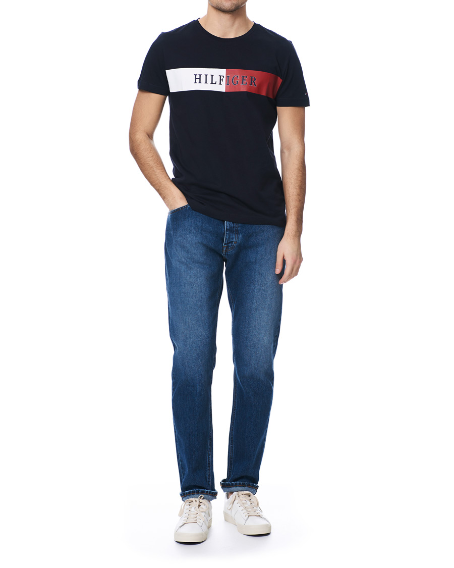Herre | T-Shirts | Tommy Hilfiger | Organic Cotton Stripe Crew Neck Tee Desert Sky
