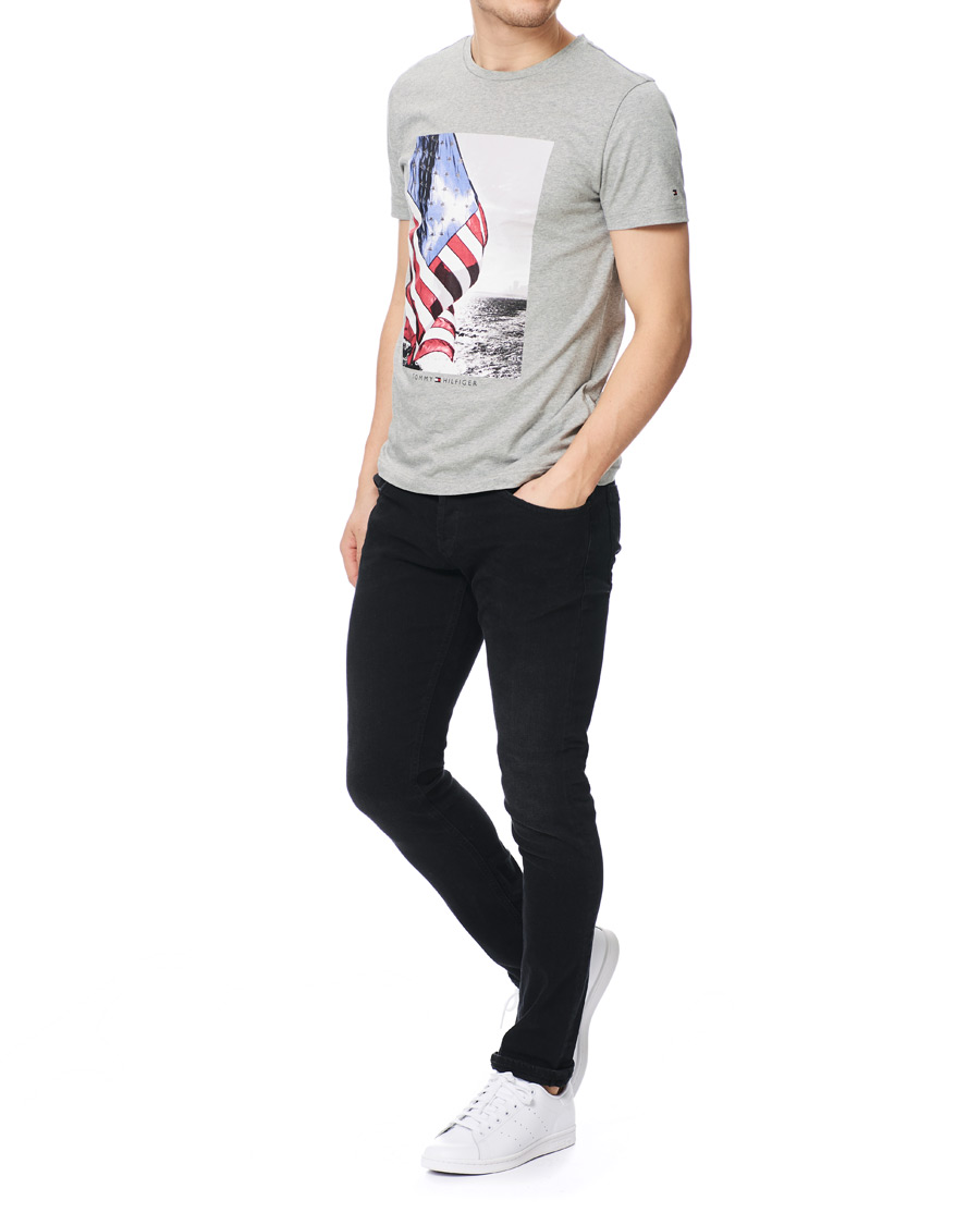 Herre | T-Shirts | Tommy Hilfiger | Flag Photo Print Crew Neck Tee Medium Grey Heather