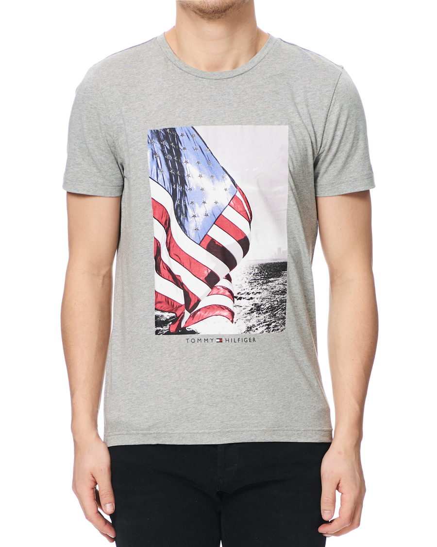 Herre | T-Shirts | Tommy Hilfiger | Flag Photo Print Crew Neck Tee Medium Grey Heather