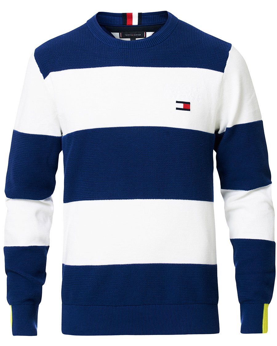 Herre | Trøjer | Tommy Hilfiger | Neon Tipped Stripe Knitted Crew Neck Blue Ink