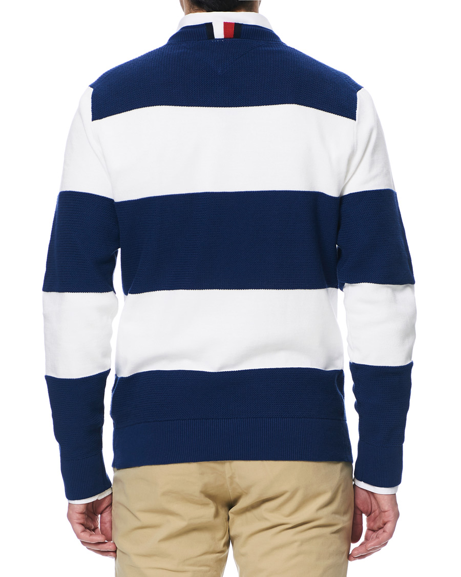 Herre | Trøjer | Tommy Hilfiger | Neon Tipped Stripe Knitted Crew Neck Blue Ink