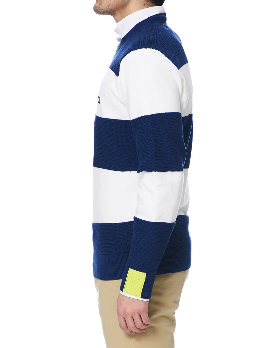Herre | Trøjer | Tommy Hilfiger | Neon Tipped Stripe Knitted Crew Neck Blue Ink