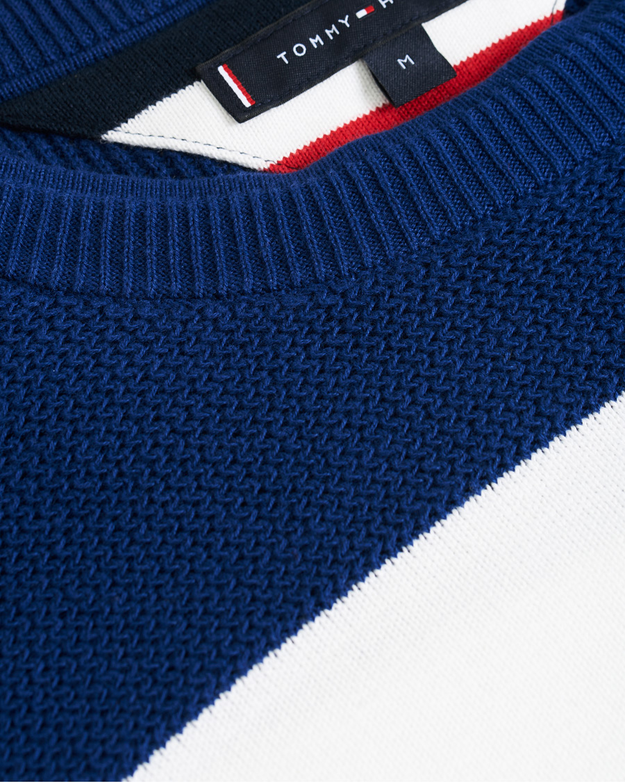 Herre | Trøjer | Tommy Hilfiger | Neon Tipped Stripe Knitted Crew Neck Blue Ink