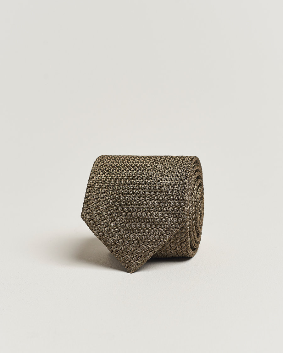 Herre | Amanda Christensen Silk Grenadine 8 cm Tie Olive | Amanda Christensen | Silk Grenadine 8 cm Tie Olive