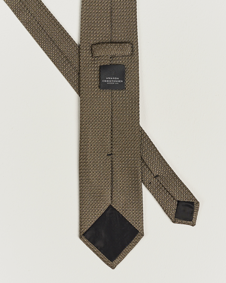 Herre | Amanda Christensen Silk Grenadine 8 cm Tie Olive | Amanda Christensen | Silk Grenadine 8 cm Tie Olive