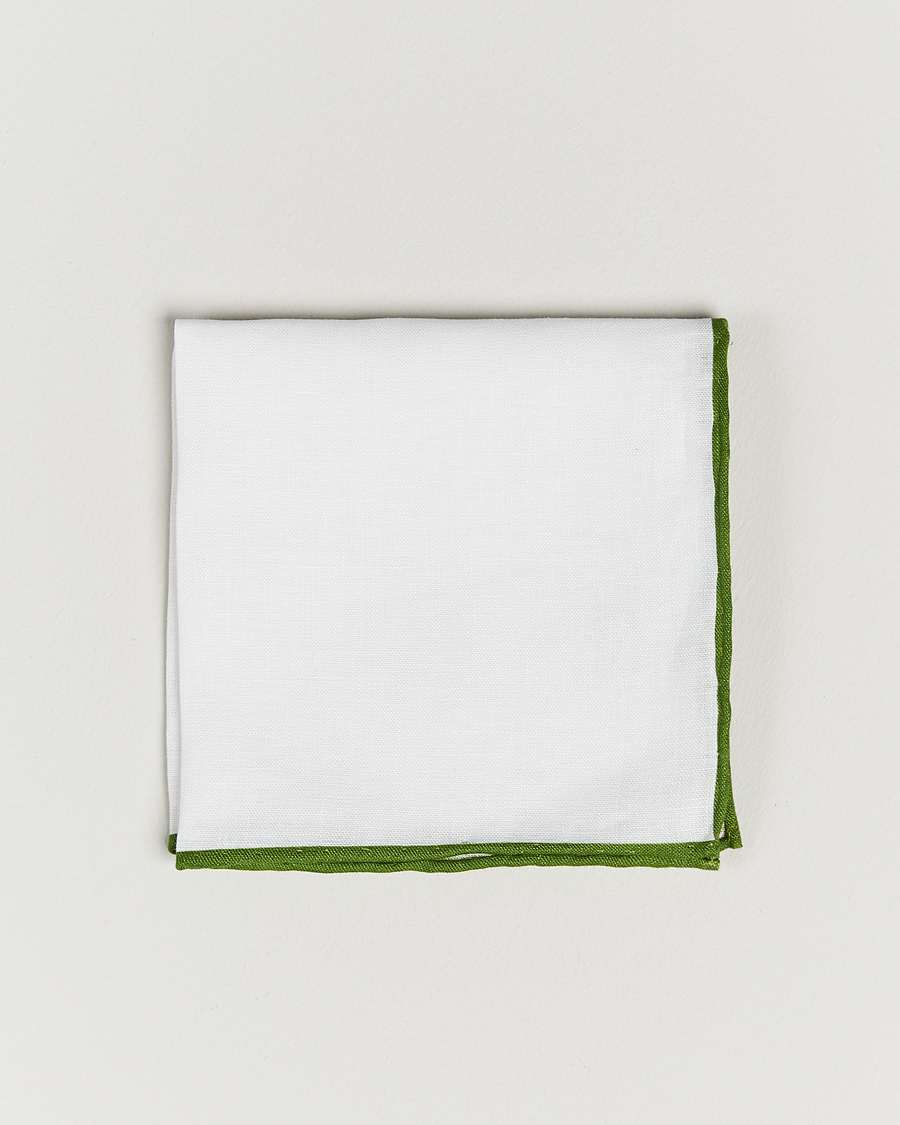 Herre | Lommeklude | Amanda Christensen | Linen Paspoal Pocket Square White/Green